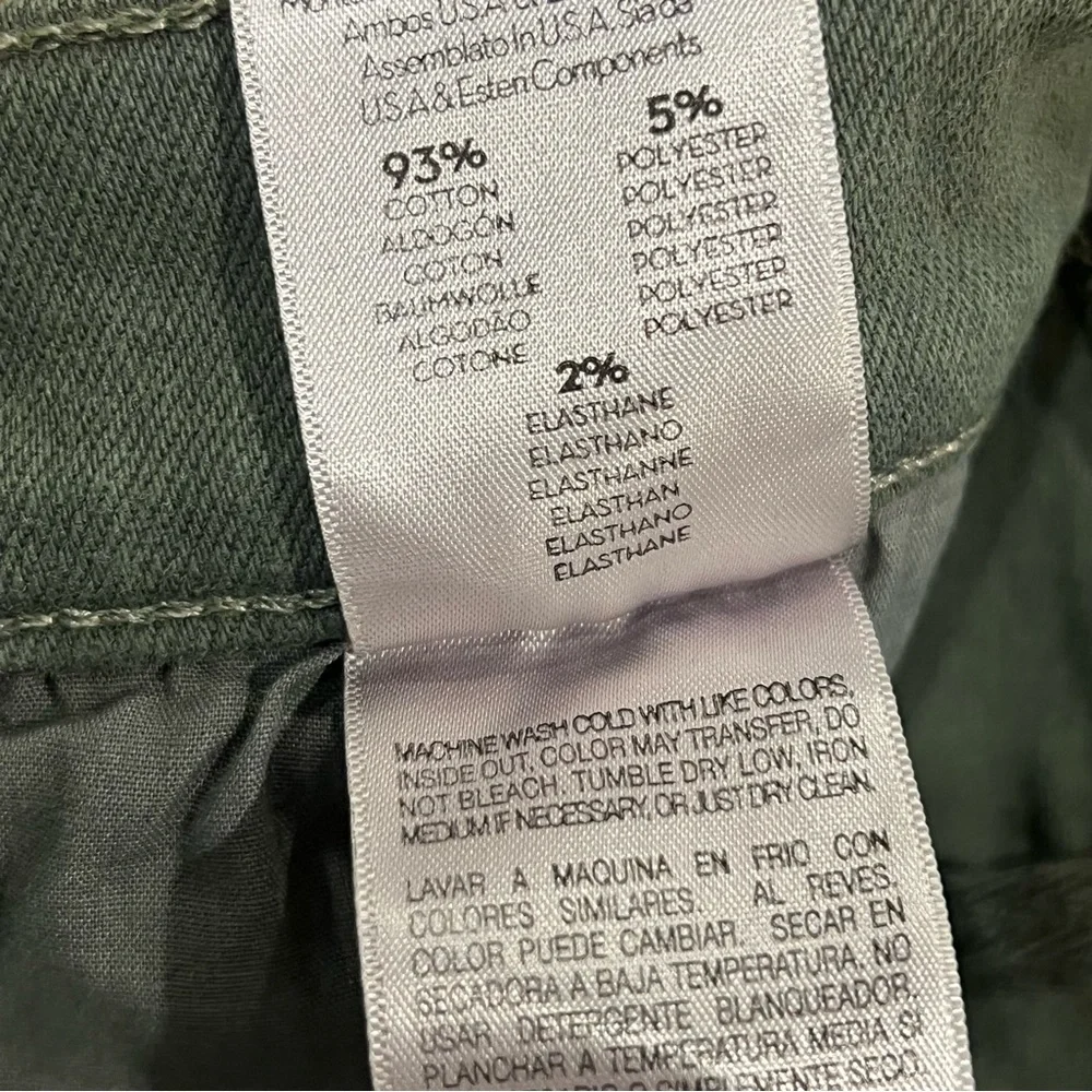 MOTHER‎ Women’s The Hustler Ankle Fray Olive Green 25 High-Rise Raw Hem Flare